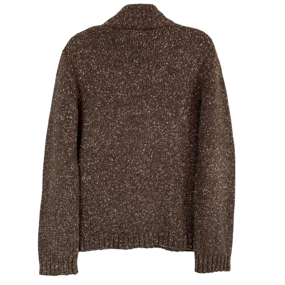 J.Crew Vintage 90s Wool Marled Speck‎ Donegal Sweater XL Brown 3D Chunky Dadcore